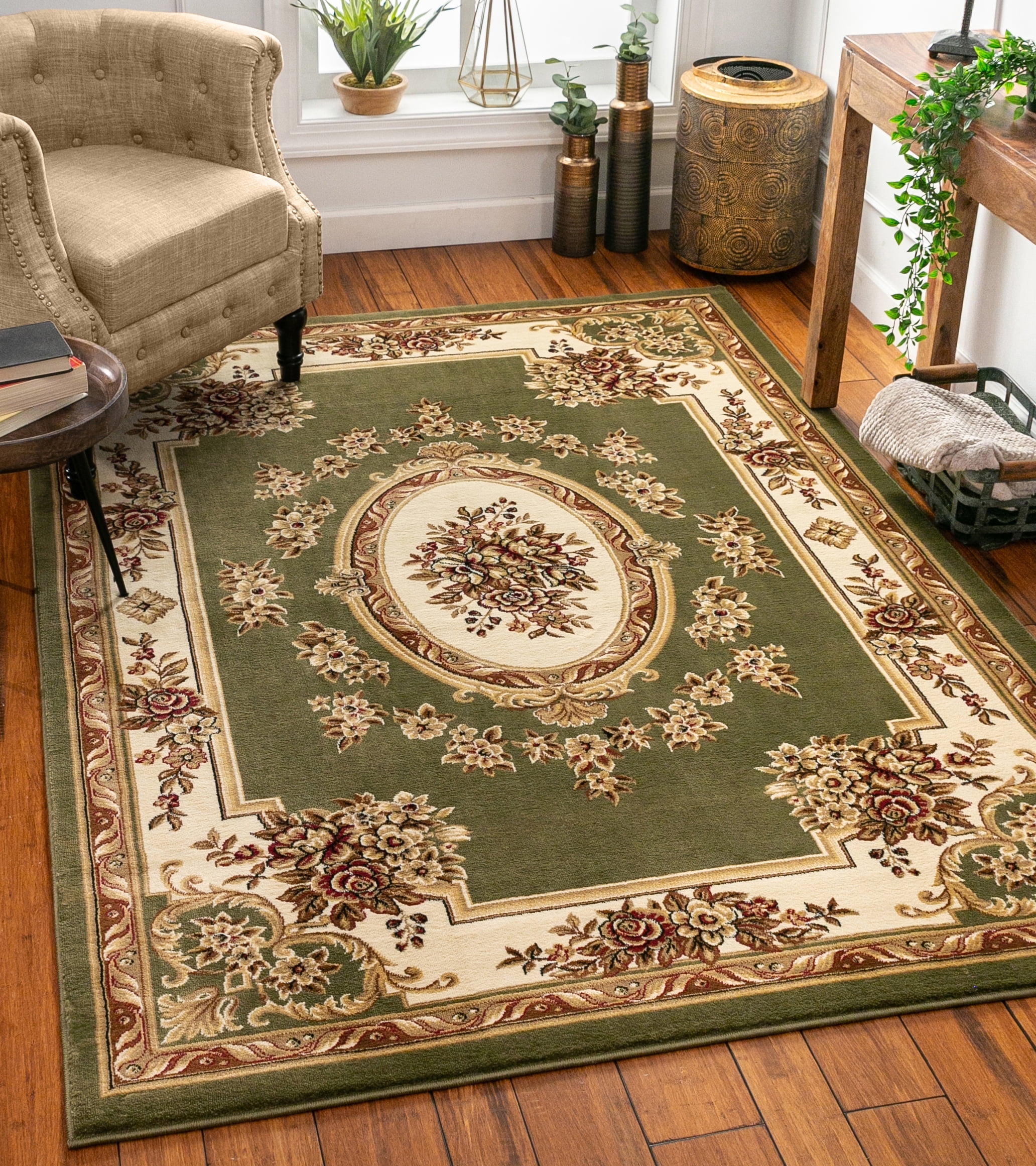 Well Woven  Le Petit Palais Traditional Rug, Green - 10 ft. 11 in. x 15 ft.