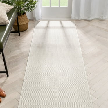 Well Woven Leifen Ivory Indoor / Outdoor Flat Weave Pile Solid Color Pattern Runner Rug 3x10 (2'7" x 9'10")