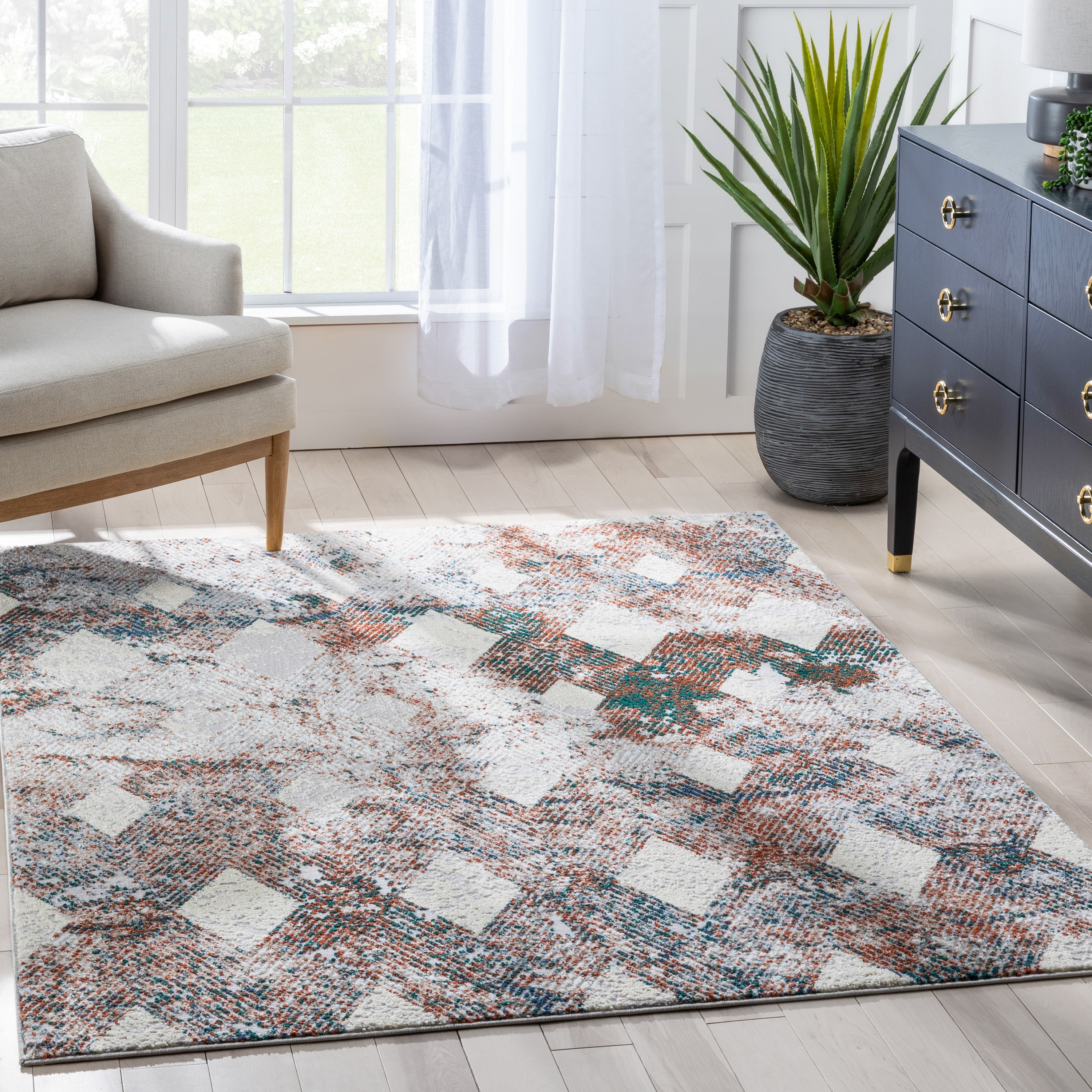 Well Woven Leona Atacama Vintage Geometric High-Low Grey 2'3" x 7'3" Runner Rug