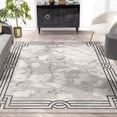 thumbnail image 1 of Well Woven Lezlee Grey Retro Border Marble Pattern Area Rug 5x7 (5'3" x 7'3"), 1 of 7
