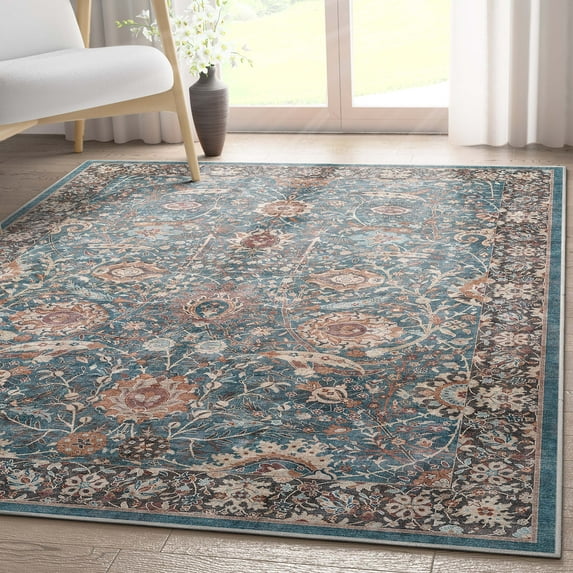 Well Woven Liana Persian Floral 6' x 9' Area Rug Teal Blue Multicolor