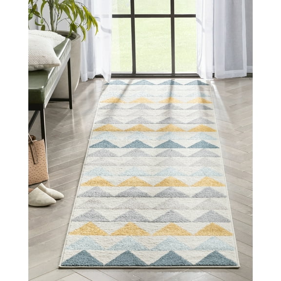 Well Woven Lincoln Modern Scandinavian Geometric Grey Gold Runner Rug 2'7" x 9'10"