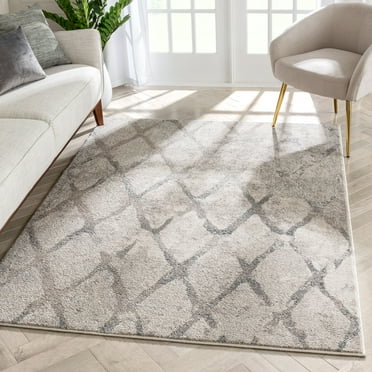 Well Woven Lisbon Cecil Moroccan Lattice Trellis Ivory Retro 7'10" x 9'10" Area Rug