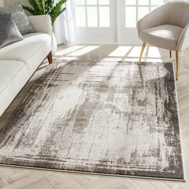 Well Woven Lisbon Francis Modern Distressed Abstract Ivory Retro 7'10" x 9'10" Area Rug