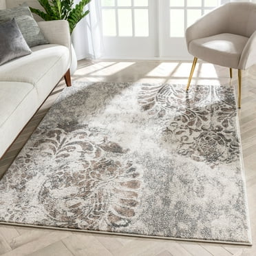 Well Woven Lisbon Maisie Botanical Damask Pattern Ivory Retro 7'10" x 9'10" Area Rug