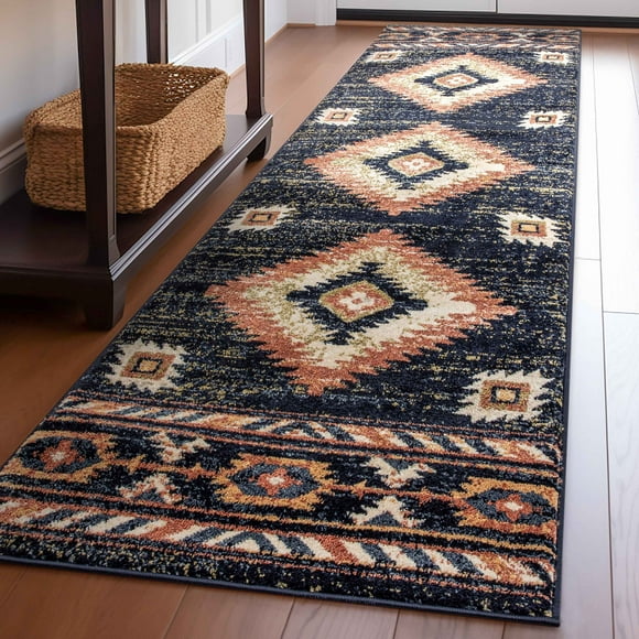 Well Woven Lizette Dark Blue Traditional Medallion 2'3" x 7'3" Runner Rug