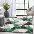 thumbnail image 1 of Well Woven Loecke Green Triangle Boxes Geometric Thick Soft Plush 3D Textured Shag Area Rug 5x7 (5'3" x 7'3"), 1 of 8