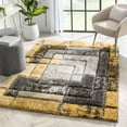 thumbnail image 1 of Well Woven Lolly Kenzo Retro Geometric Pattern Yellow Grey 3'11" x 5'3" 3D Texture Shag Area Rug, 1 of 7