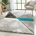 thumbnail image 1 of Well Woven Lolly Mori Abstract Geometric Grey Blue 7'10" x 9'10" 3D Texture Shag Area Rug, 1 of 7