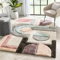 thumbnail image 1 of Well Woven Lolly Remi Geometric Stripes Grey Purple 5'3" x 7'3" 3D Texture Shag Area Rug, 1 of 7