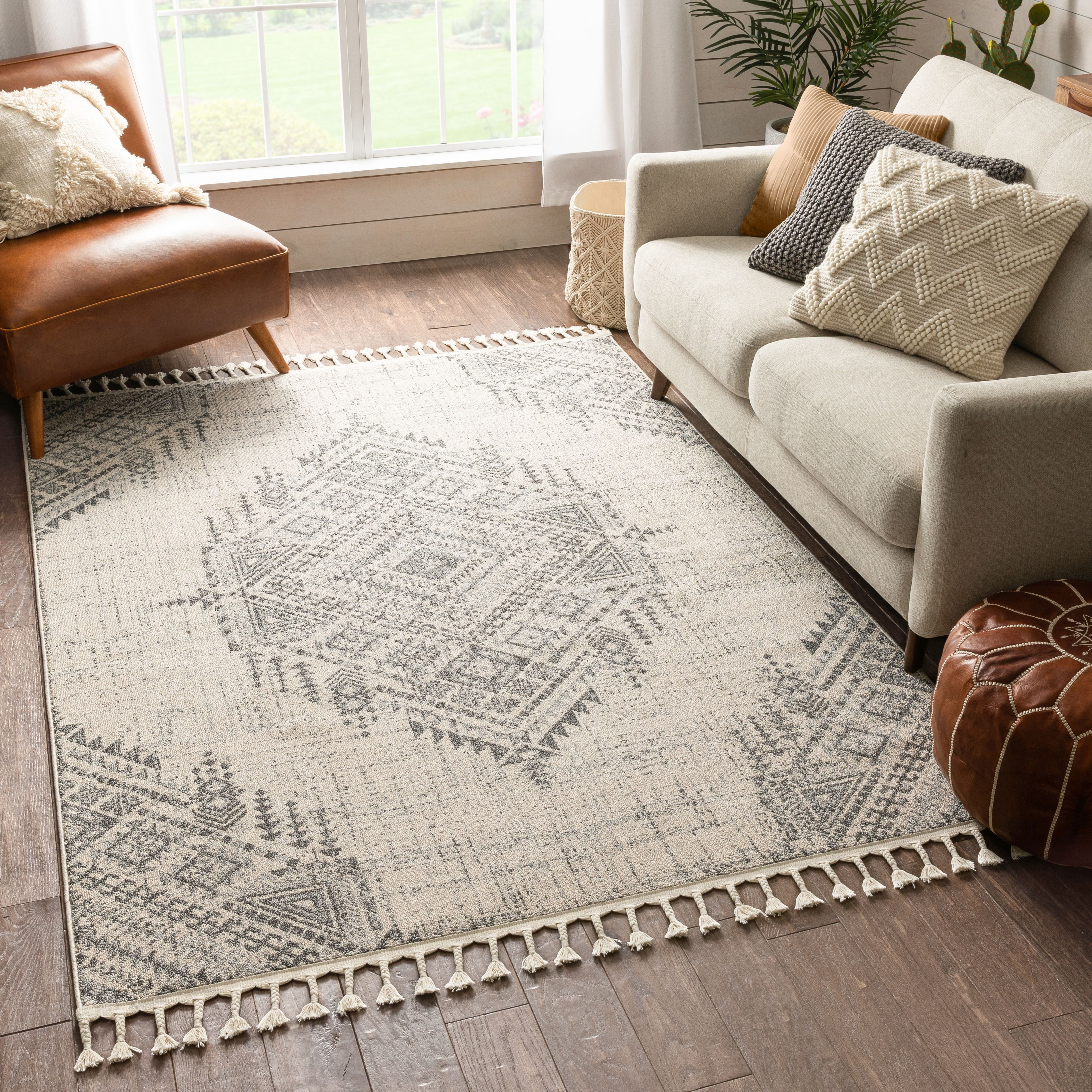 Well Woven Loop-De-Loop Anette Vintage Distressed Grey 3'11 x 5'10" Flat-Weave Area Rug