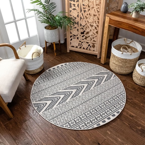Well Woven Loop-De-Loop Arbor Tribal Geometric Moroccan Dark Blue 5'3" x 7'3" Area Rug