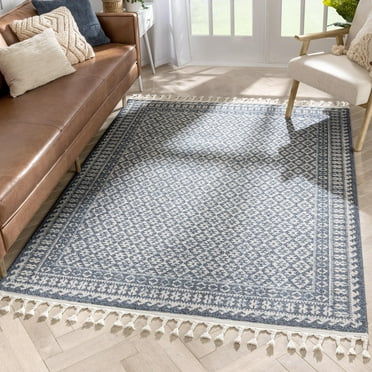 Well Woven Loop-De-Loop Callista Retro Trellis Blue Kilim-Style 5'3" x 7'3" Area Rug