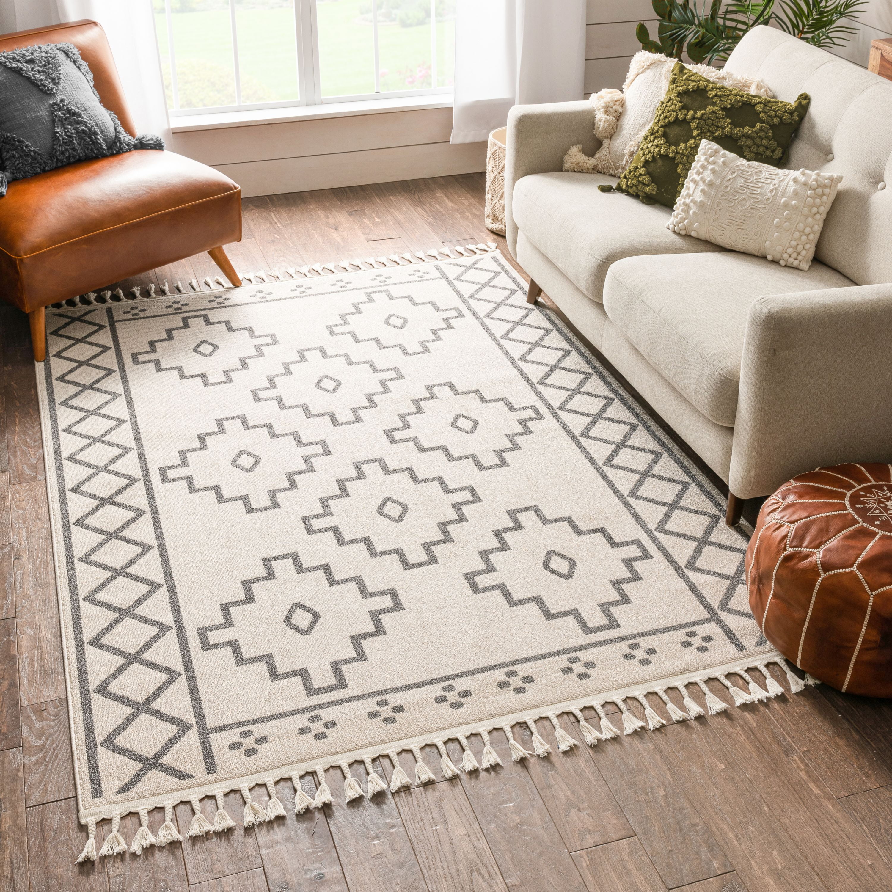 Well Woven Loop-De-Loop Tribal Modern Area Rug, Off-White