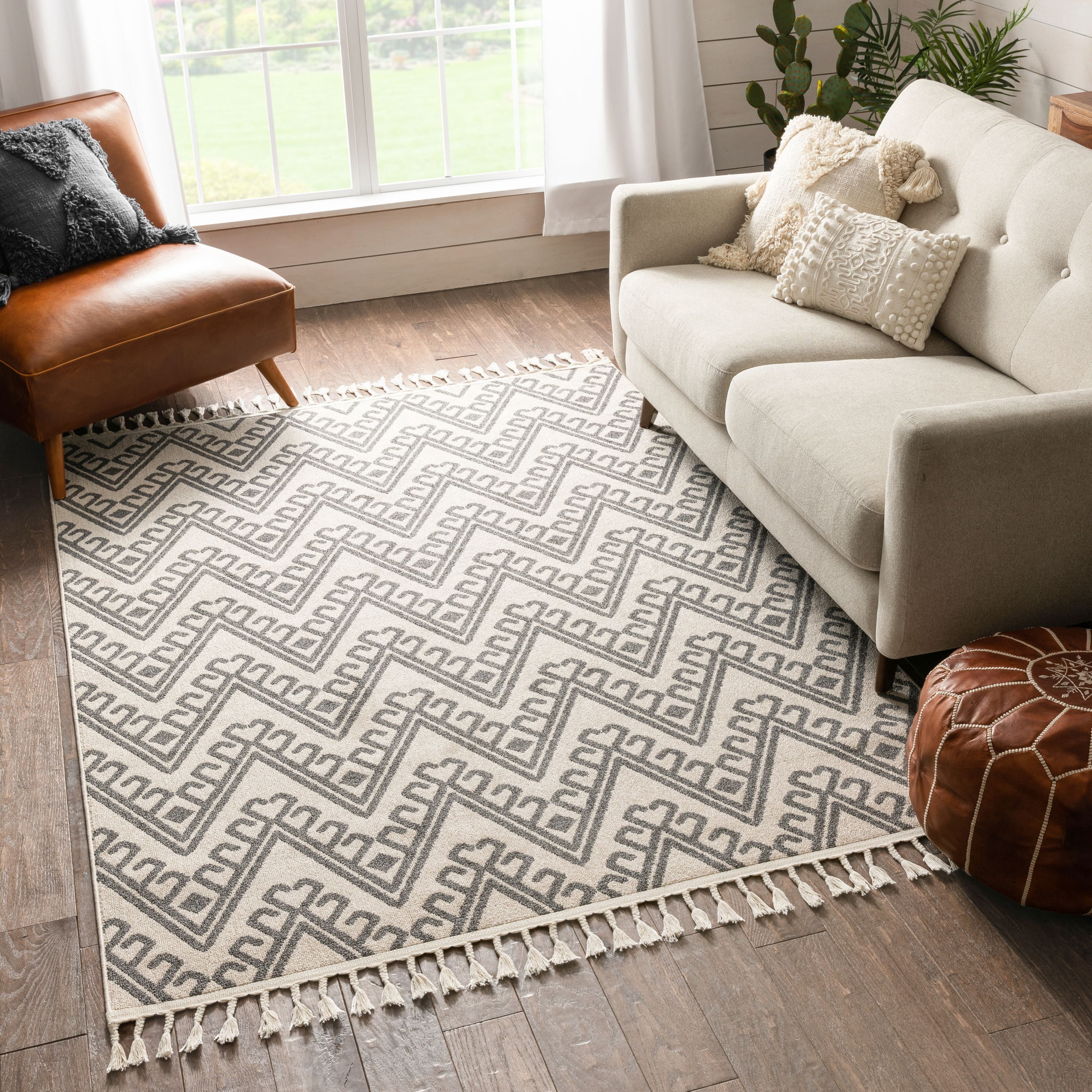 Well Woven Loop-De-Loop Tribal NA Modern Area Rug, Beige