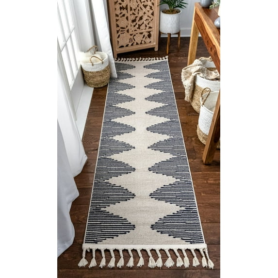 Well Woven Loop-De-Loop Zipped Ivory Tribal Aztec Geometric 2'3" x 7'3" Runner Flatweave Rug