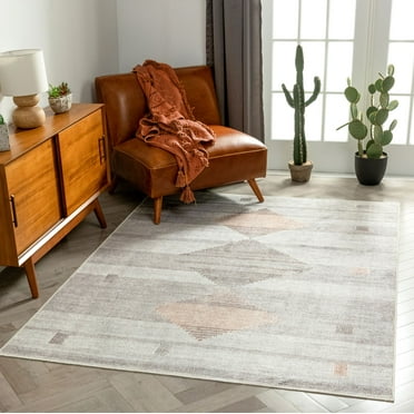 Well Woven Lotus Argonne Grey Vintage Southwestern Diamond Pattern 5'3" x 7'3" Machine Washable Flat-Weave Area Rug