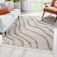 thumbnail image 1 of Well Woven Lynda Ivory Wavy Stripes High-Lo Textured Geometric Pattern Area Rug 5x7 (5'3" x 7'3"), 1 of 8