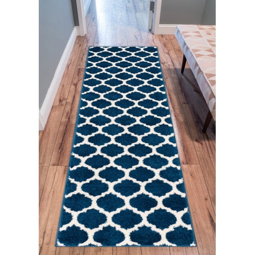 Well Woven MC-54-2 Zoe Modern Trellis Runner Rug, Blue - 2 ft. x 7 ft. 3 in.