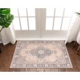 thumbnail image 1 of Well Woven Machine Washable Nile Tarifa Vintage Bohemian Medallion Floral Border Beige 2'6" x 3'9" Accent Doormat, 1 of 6