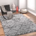 thumbnail image 1 of Well Woven Madison Shag Moroccan Lattice Modern Grey 2' x 3' Thick Area Rug, 1 of 2
