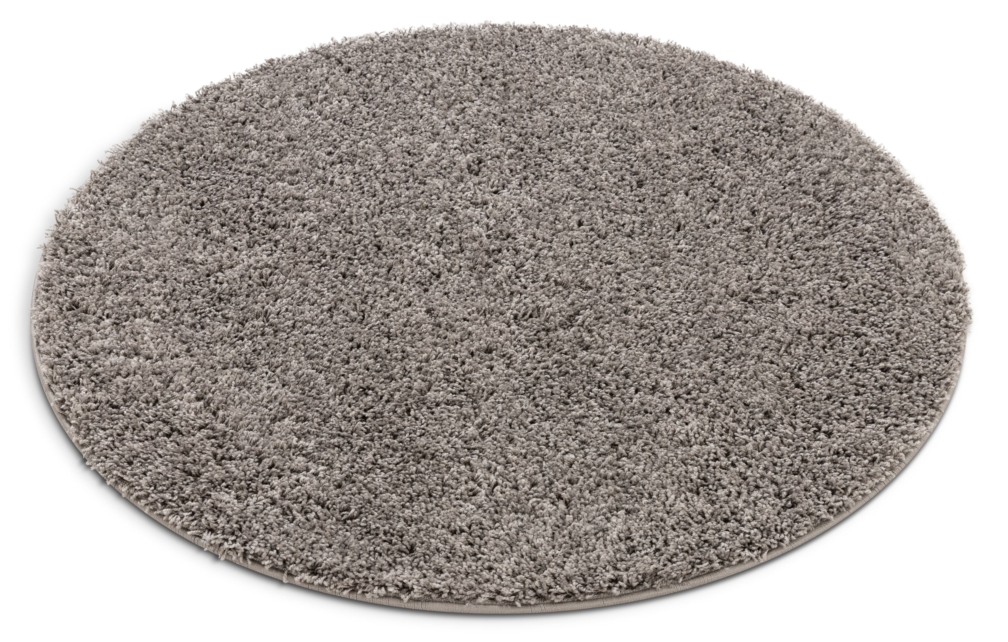 Well Woven Madison Shag Plain Modern Solid Grey 7'10" Round Thick Area Rug