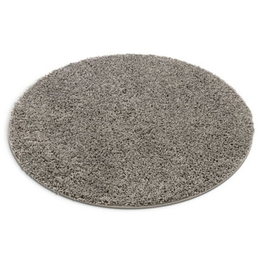 Well Woven Madison Shag Plain Modern Solid Grey 7'10" Round Thick Area Rug