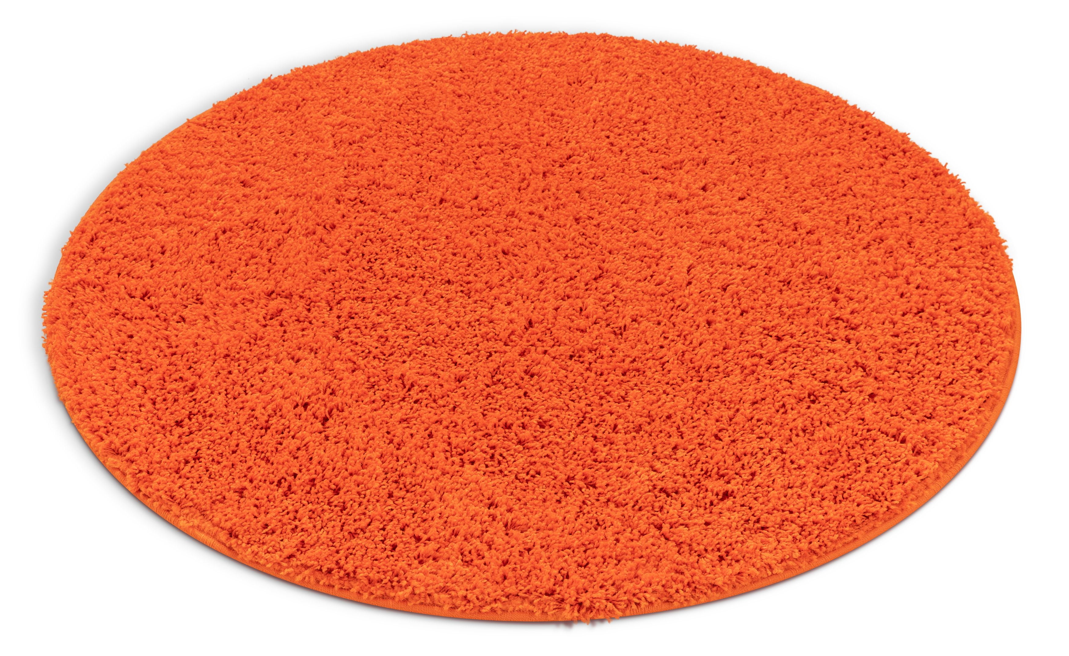 Well Woven Madison Shag Plain Modern Solid Orange 7'10" Round Thick