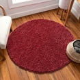 thumbnail image 1 of Well Woven Madison Shag Round Solid Area Rugs, Crimson Red, 1 of 4