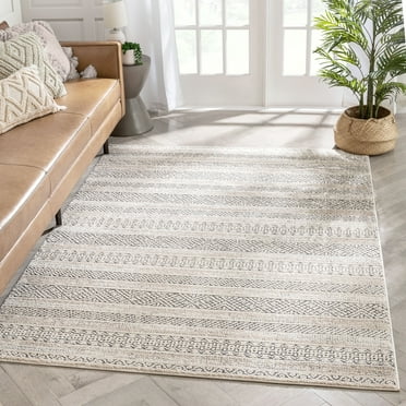 Well Woven Malaga Fresco Modern Geometric Beige High-Low Textured 6'7" x 9'3" Area Rug
