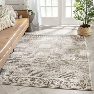 Well Woven Malaga Hugo Geometric Beige 3'11" x 5'3" High-Low Area Rug