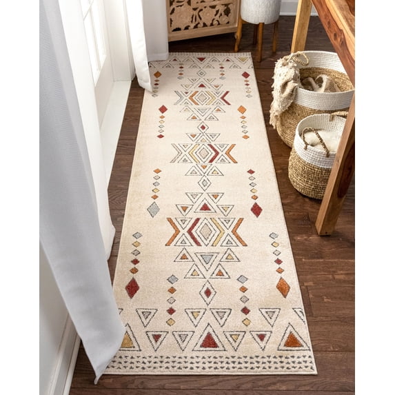 Well Woven Malaga Huron Bohemian Tribal Beige 2'3" x 7'3" Runner High-Low Area Rug