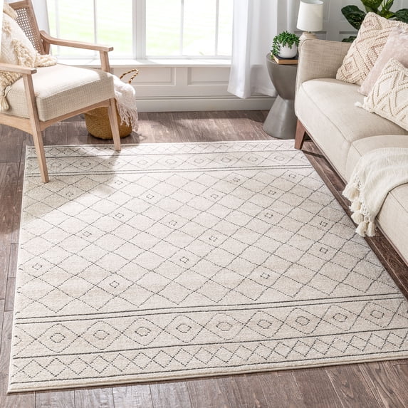 Well Woven Malaga Mara Moroccan Lattice Trellis Ivory 7'10" x 10'6" Area Rug