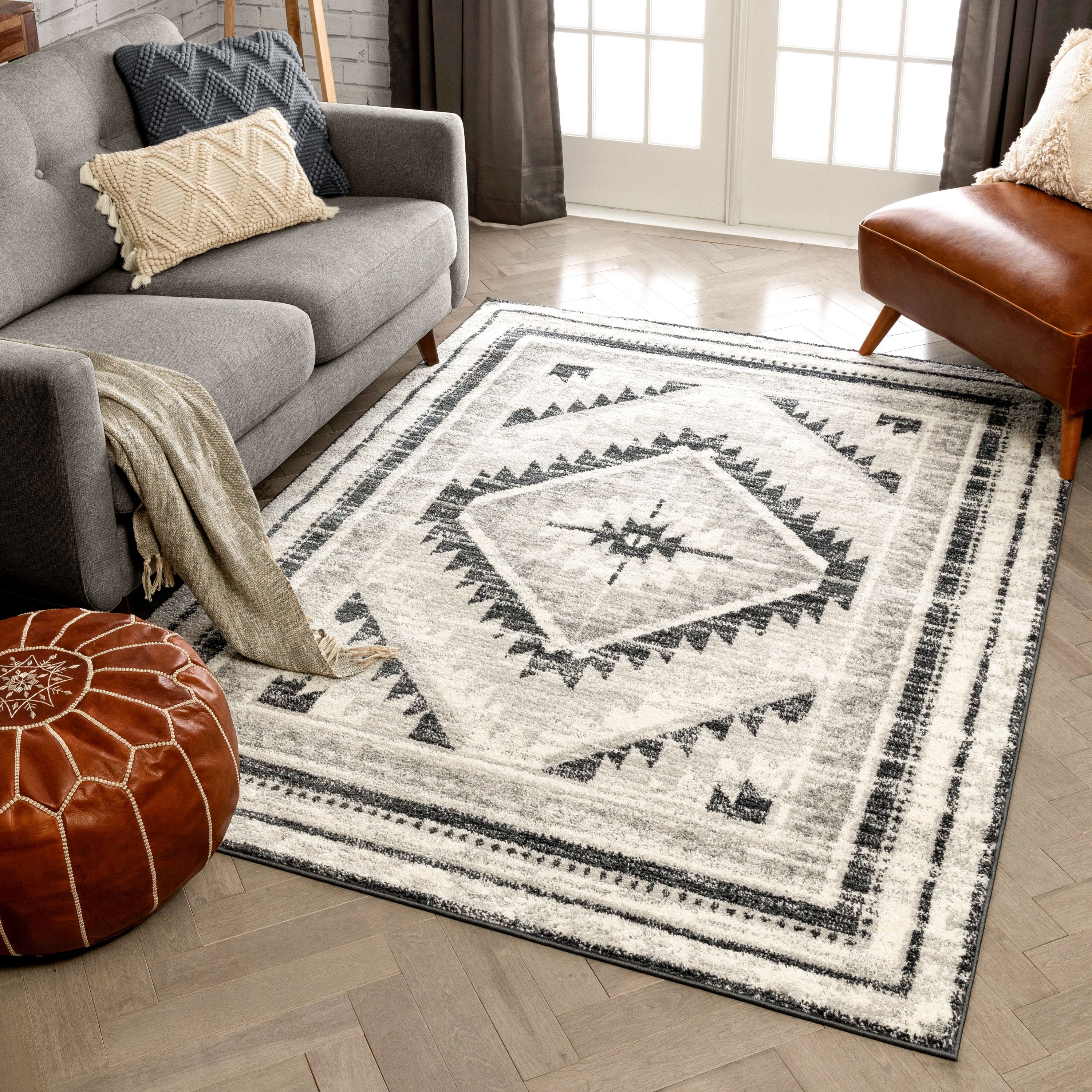 Well Woven Malfi Pisa Grey Aztec Tribal Southwestern 7'10" x 10'6" Distressed Area Rug