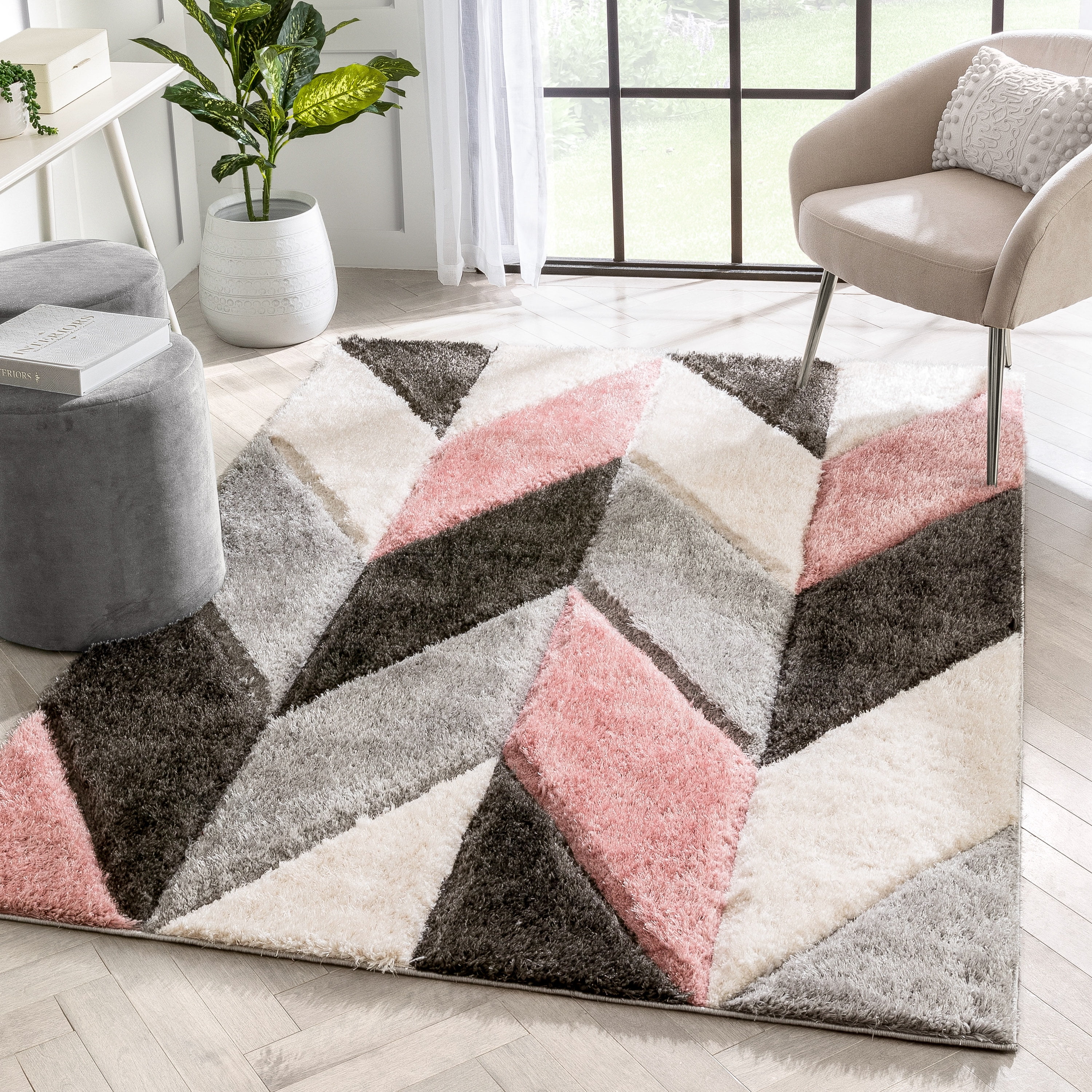 Well Woven Malka Pink Grey Abstract Geometric Shag Area Rug 9x13 9 3 well-woven-malka-pink-grey-abstract-geometric-shag-area-rug-9x13-9-3