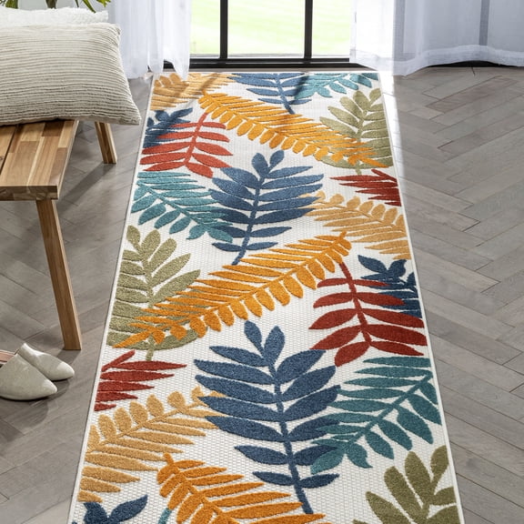 Well Woven Mariah 2'7" x 9'10" Runner Indoor/Outdoor High-Low Tropical Multi Area Rug