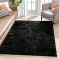thumbnail image 1 of Well Woven Mauri Black Thick & Soft Geometric Shag Area Rug 5x7 (5'3" x 7'3"), 1 of 8