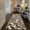 thumbnail image 1 of Well Woven Mazie Animal Print 2x7 (2'' x 7'3'' Runner) Shag Zebra Brown Ivory Area Rug, 1 of 5