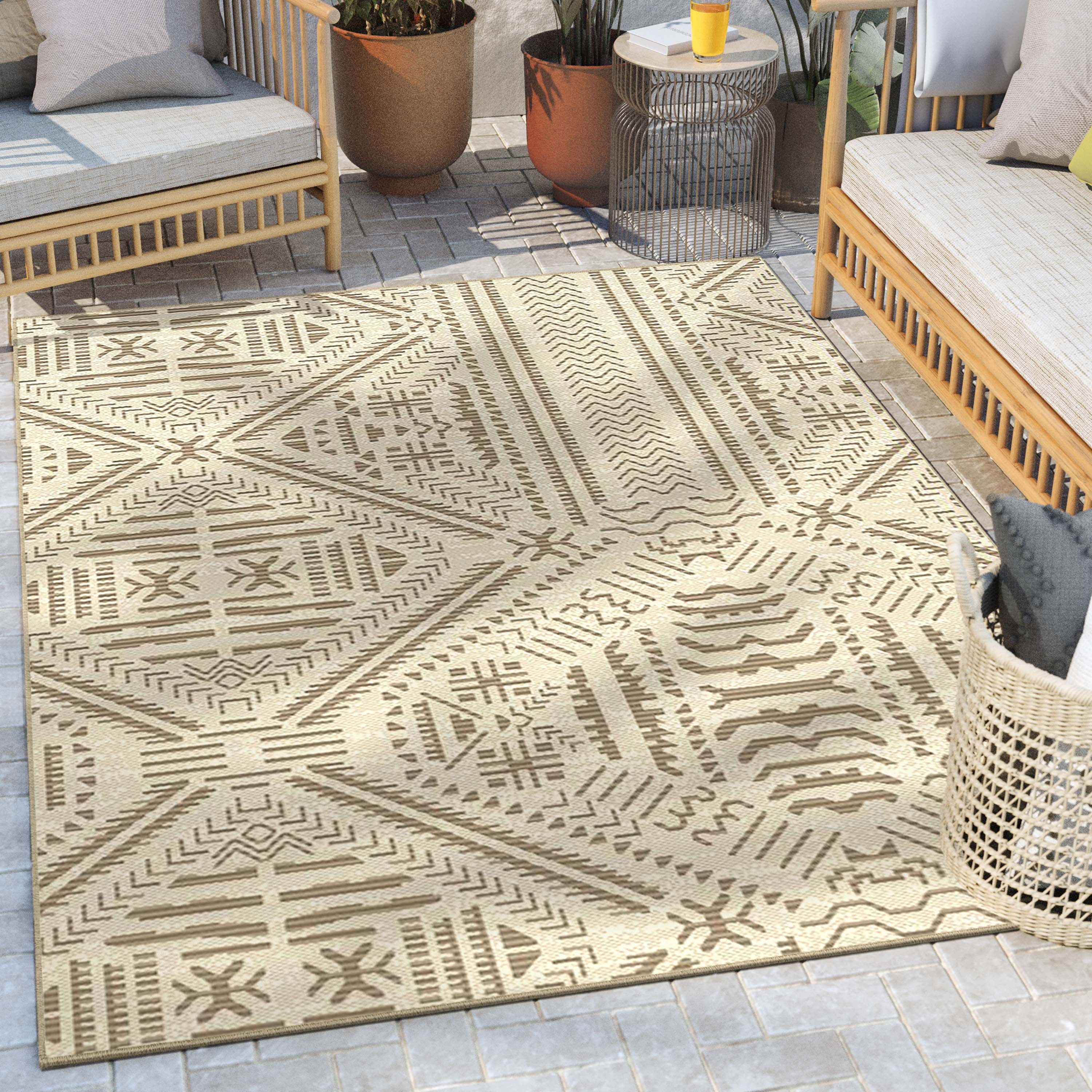 Well Woven Medusa Khalo Modern Moroccan Beige 5'3" x 7'3" Indoor