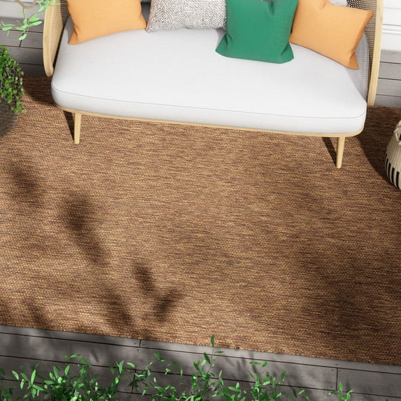 Well Woven Medusa Leif Nordic Geometric Pattern Coffee 5'3" x 7'3" Indoor/Outdoor Flat-Weave Area Rug