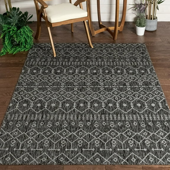 Well Woven Medusa Nord 3' x 5' Grey Moroccan Tribal Outdoor Rug