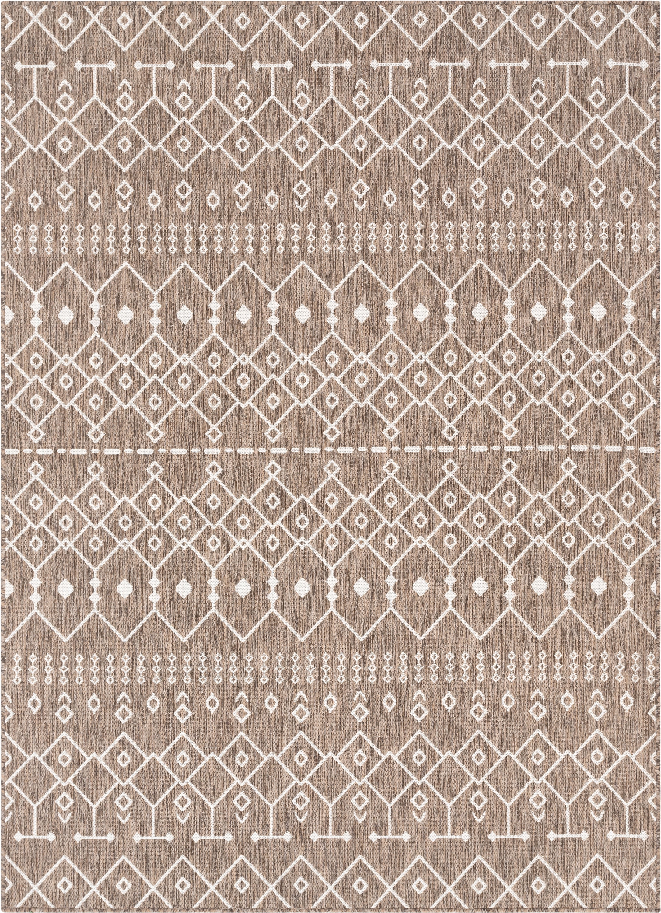 Well Woven Medusa Nord Modern Moroccan Brown 3'11" Round Indoor/Outdoor Flat-Weave Rug