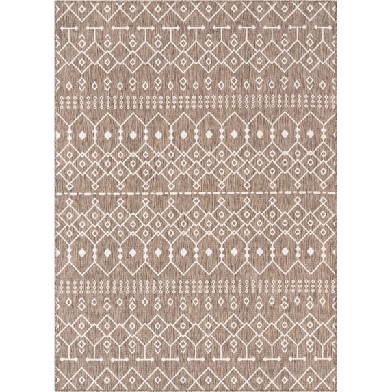 Well Woven Medusa Nord Modern Moroccan Brown 3'11" Round Indoor/Outdoor Flat-Weave Rug