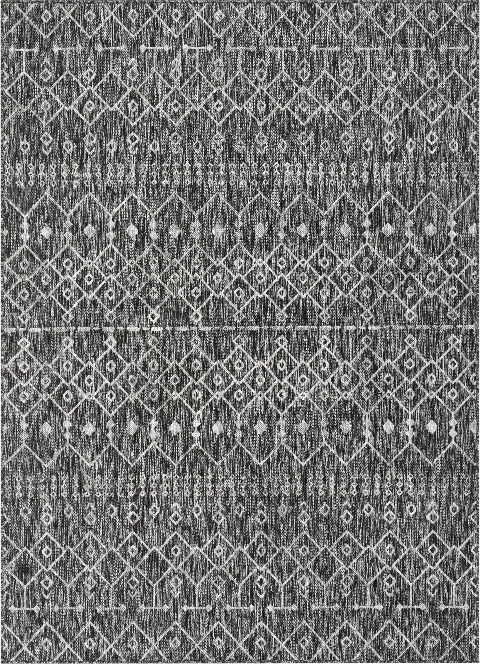 Well Woven Medusa Nord Tribal Moroccan Grey 5'3" Round Indoor/Outdoor Flat-Weave Rug