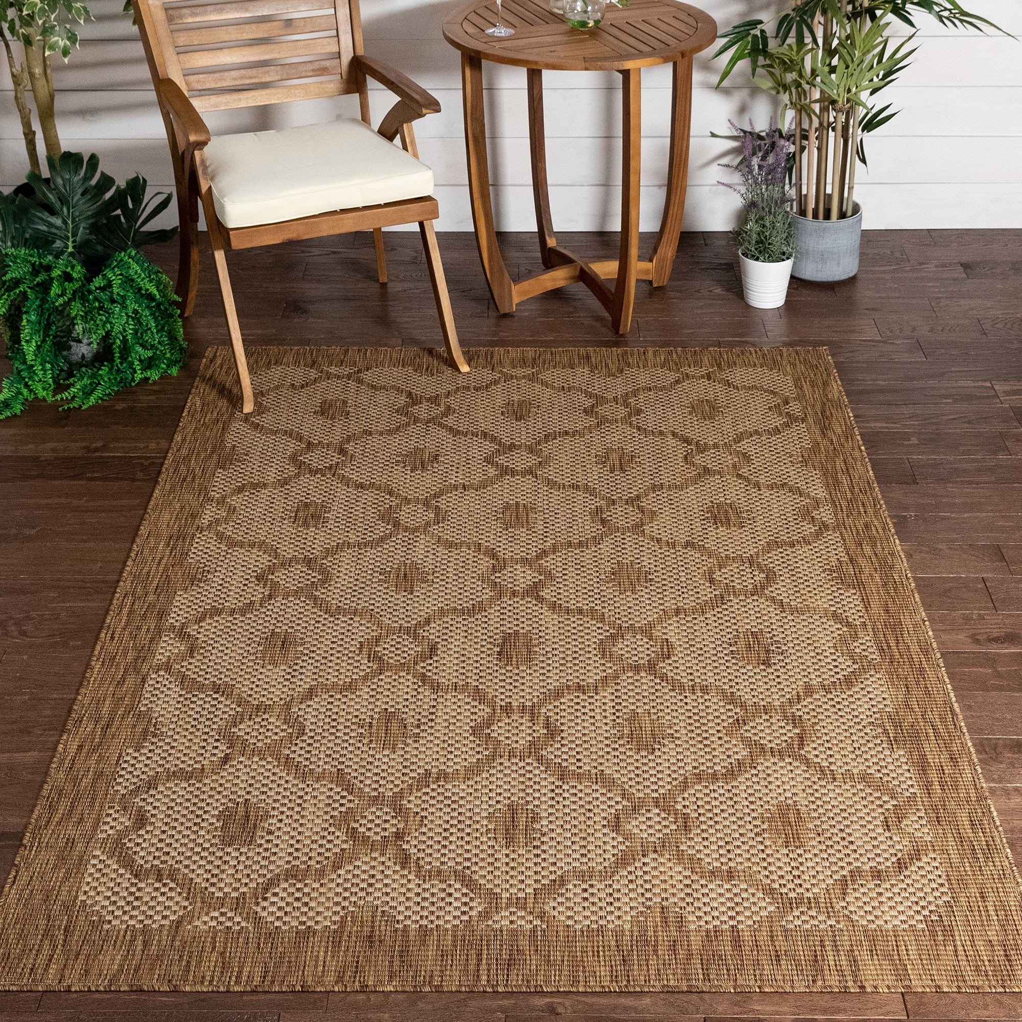 Well Woven Medusa Sol Lattice Trellis Brown 7'10" x 9'10" Indoor
