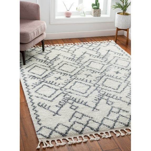 Well Woven Melody Chantico Ethnic Grey 2'7" x 9'10" Thick Shag Runner Area Rug