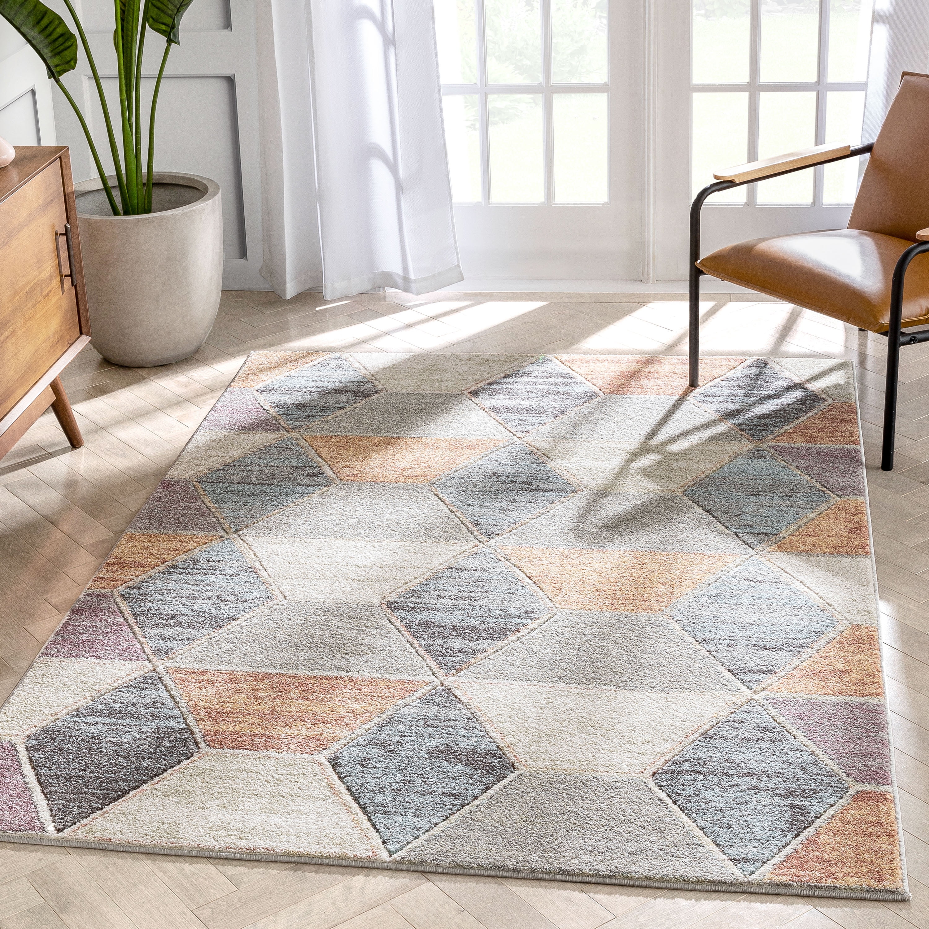 Well Woven Messer Soft Pastel Multi Color Hexagon Boxes & Squares Geometric  Area Rug - Walmart.com