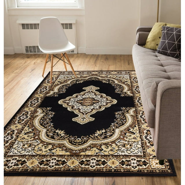 Well Woven Miami Oriental Traditional Area Rugs, Black
