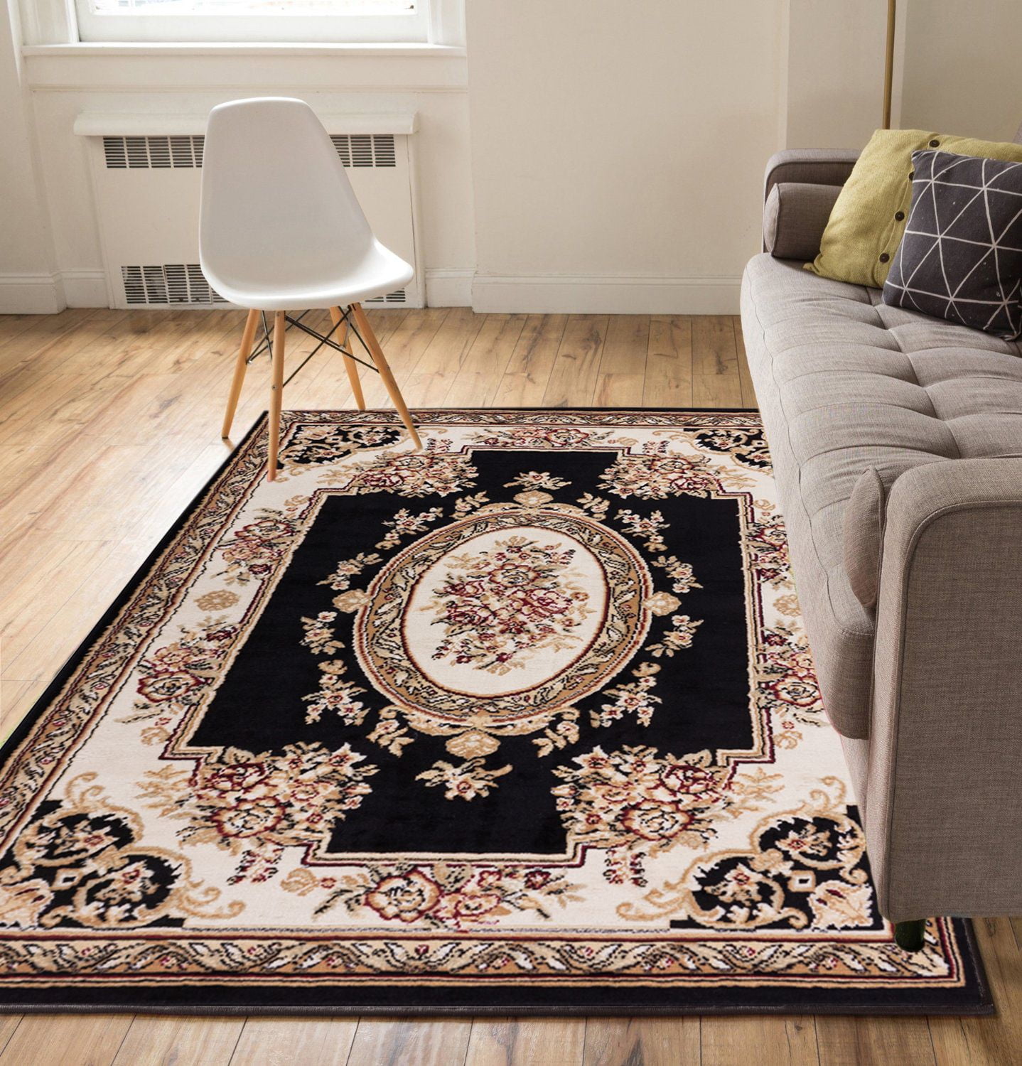 Well Woven Miami Oriental Traditional Area Rugs, Black