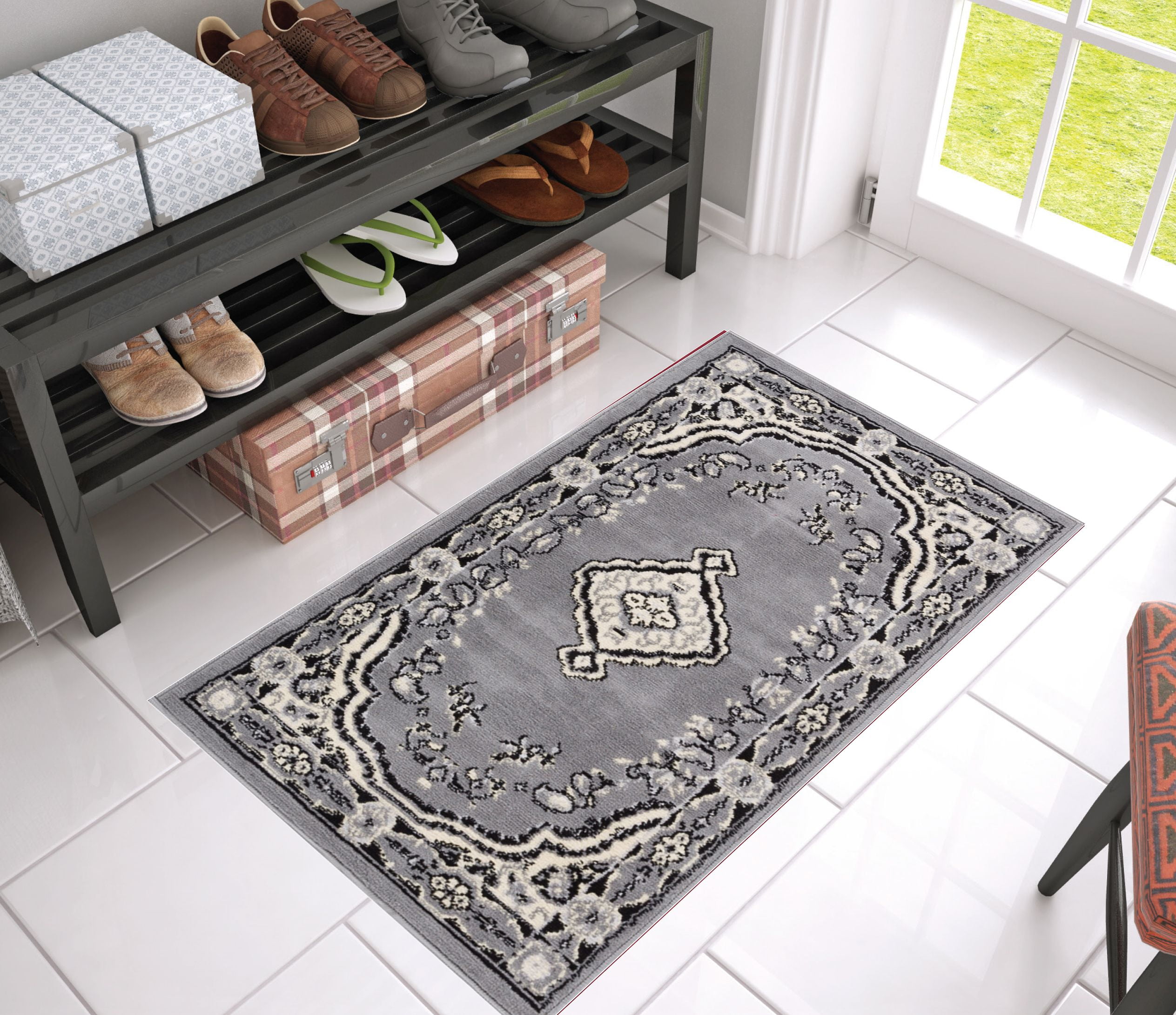 Well Woven Miami Oriental Traditional Area Rugs, Gray